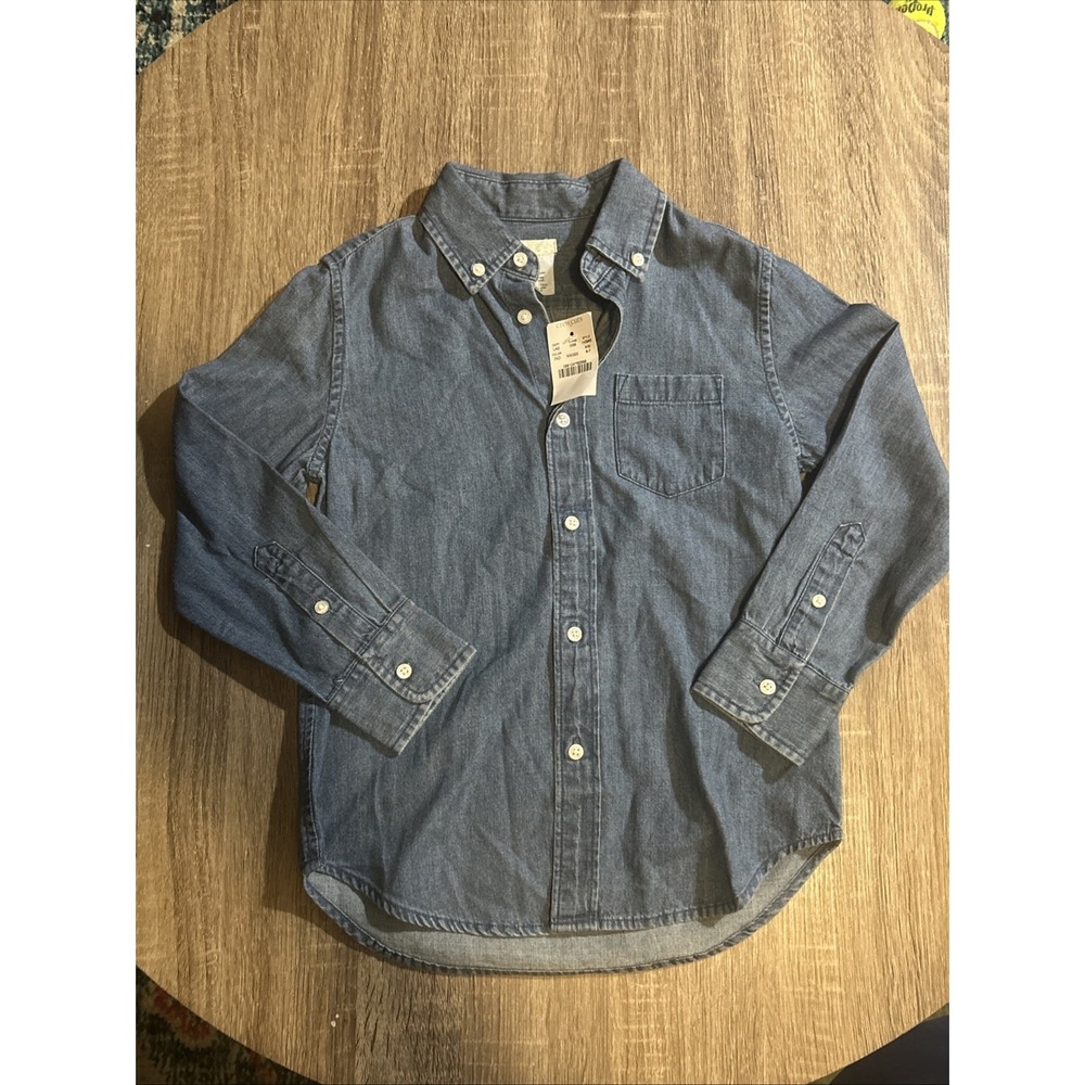 NWT J Crew Cuts Boys Denim Button Up Long Sleeve Size 6/7‎